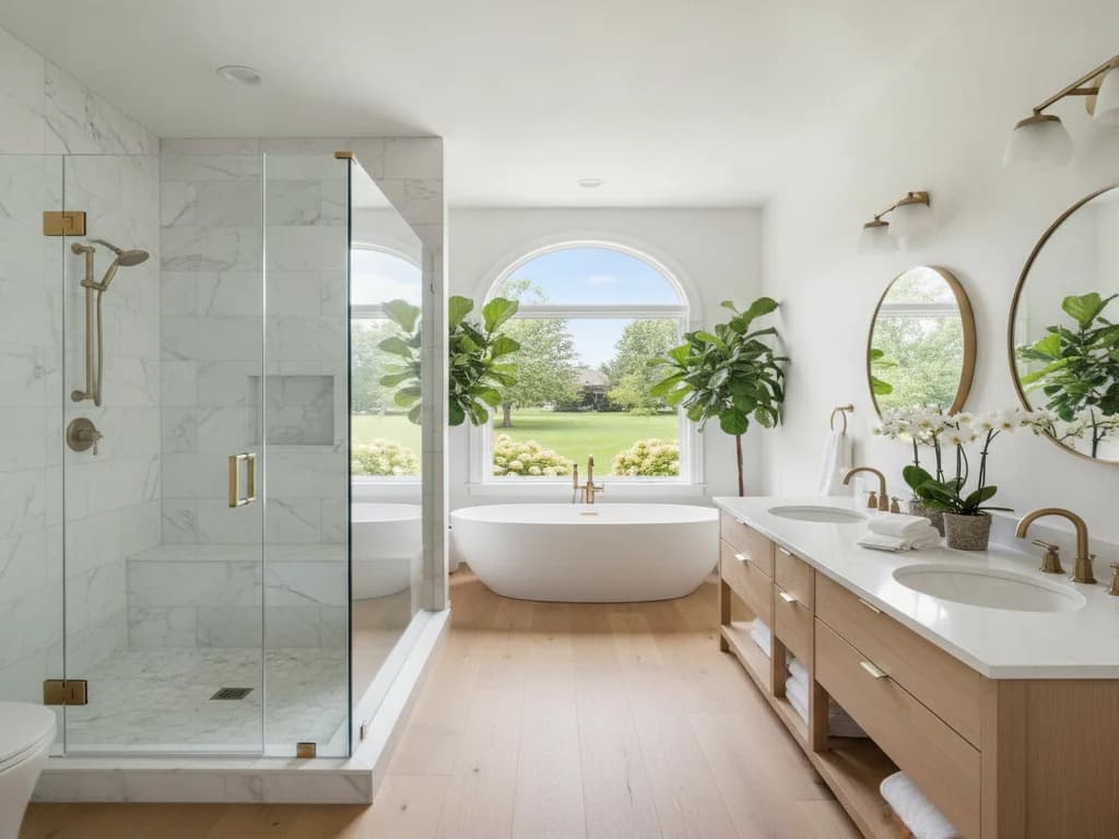 Remodeled bathroom with a tiled walk-in shower in a Kansas City home